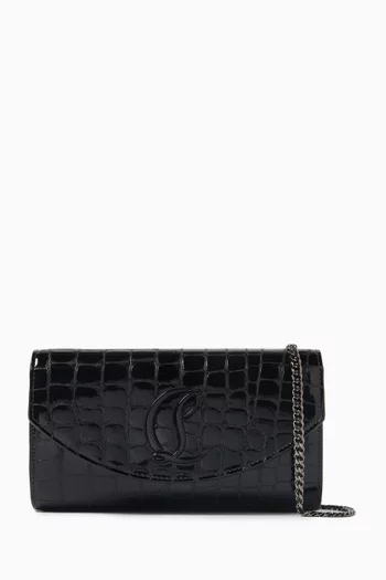 Loubi54 Wallet on Chain in Croc-embossed Leather