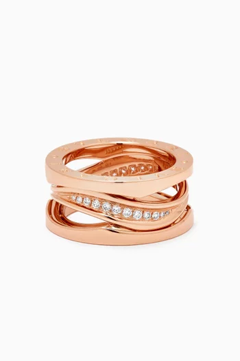 B.zero1 Diamond Demi-pavé Ring in 18kt Rose Gold