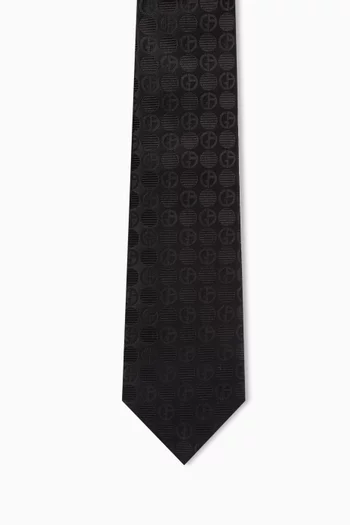 Logo Tie in Silk Jacquard