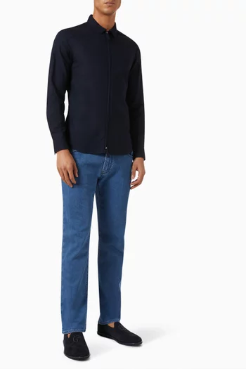 Zip-up Shirt in Seersucker