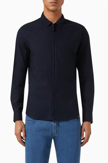Zip-up Shirt in Seersucker