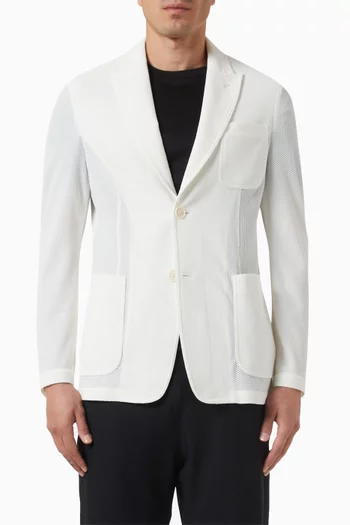Single-breasted Blazer in Technical Waffle Fabric