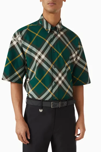 Reversible Check-print Belt in Coated Canvas