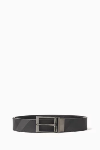 Reversible Check-print Belt in Coated Canvas