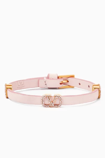 VLOGO Signature Strass Bracelet in Leather