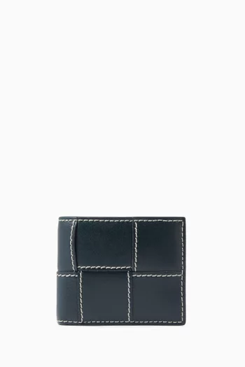 Cassette Bi-Fold Wallet in Intreccio Calfskin Leather