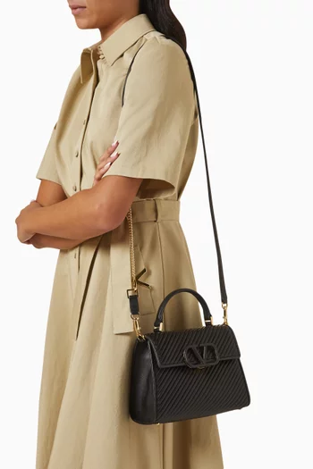 Valentino Garavani Small VSling Top-handle Bag in Pleated Leather
