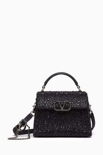 Mini VSLING Rhinestone-embellished Top-handle Bag in Leather