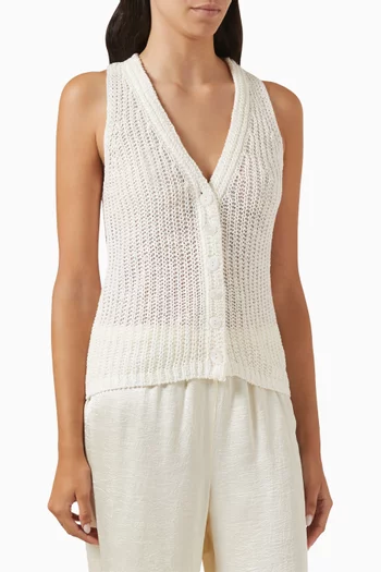 Vest in Linen Open-knit