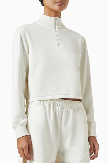 Half-zip Cropped Sweatshirt in Viscose-blend