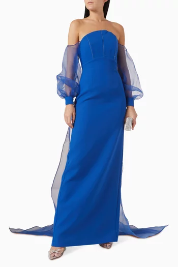 Off-shoulder Gown in Crepe