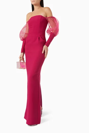 Off-shoulder Gown in Crepe