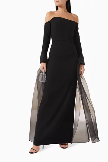 Off-shoulder Gown in Crepe