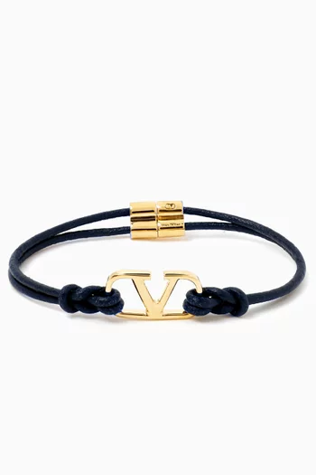 Valentino Garavani VLogo Signature Bracelet in Leather & Metal