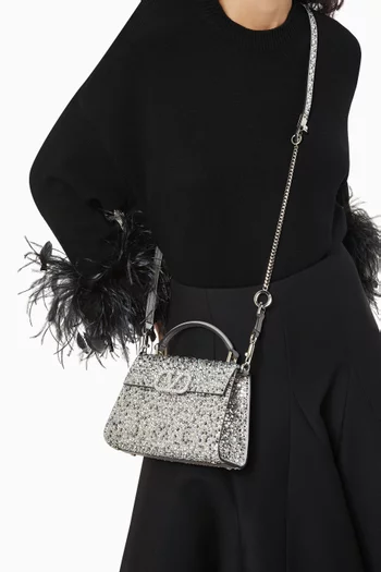 Mini VSLING Rhinestone-embellished Top-handle Bag in Leather
