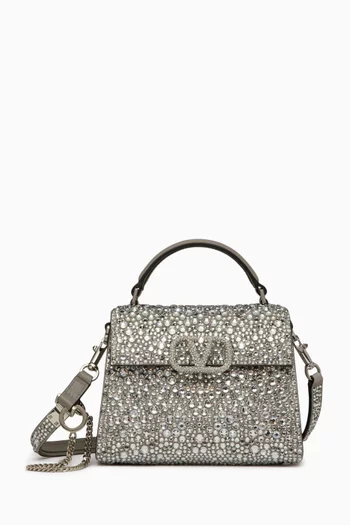 Mini VSLING Rhinestone-embellished Top-handle Bag in Leather