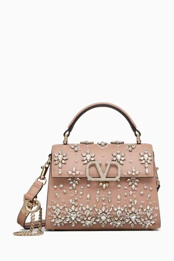 Mini VSLING Embroidered Handbag in Leather