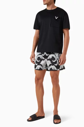 Valentino Garavani Metamorphos Wall-print Swim Shorts in Nylon