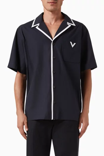 Valentino Garavani V Detail Bowling Shirt in Cotton
