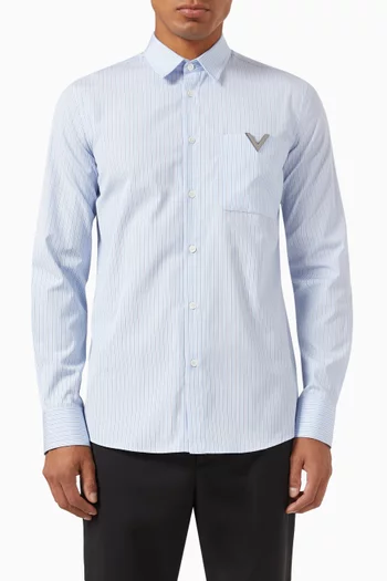 Valentino Garavani V-detail Shirt in Cotton Poplin