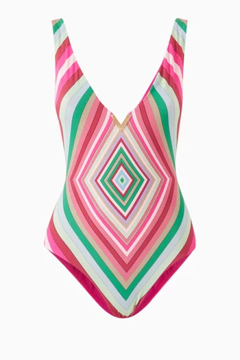 Valentino Garavani Rhombus 75 One-piece Swimsuit in Lycra