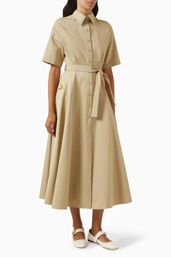 Valentino Belted Midi Dress in Cotton-linen