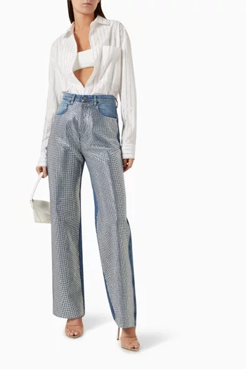 Micro Rhinestone-embellished Jeans in Denim