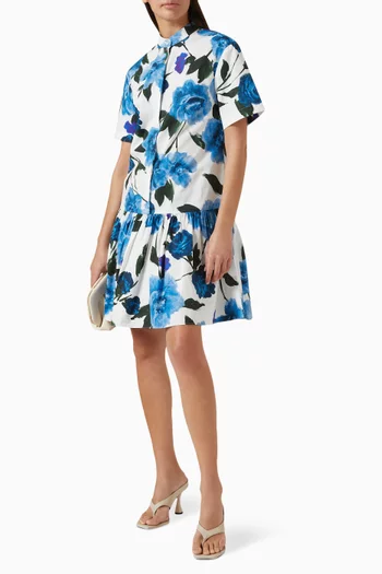 Violetta Printed Mini Dress in Cotton Poplin