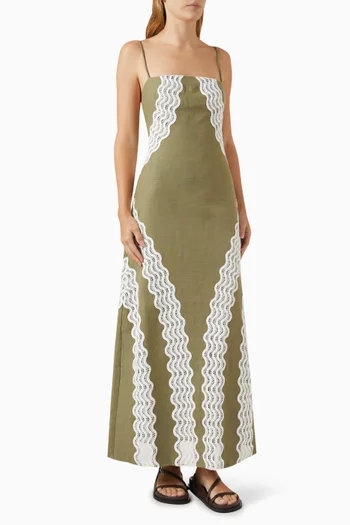 Eleni Lace-trim Maxi Dress in Cotton