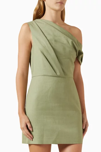 Leighton One-shoulder Mini Dress in Suiting Fabric