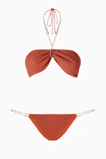 Lumiere O Chain Bandeau Bikini Set in Lurex