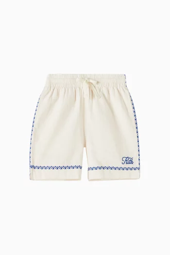 Embroidered Camp Shorts in Cotton