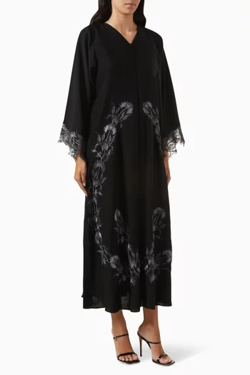 Lace-embroidered Abaya in Nada