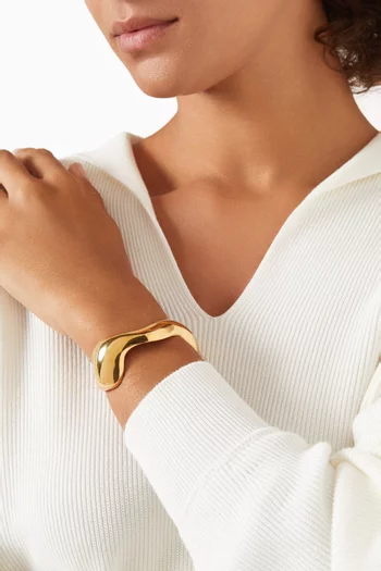 Lara Curved Open Cuff Bracelet in 18kt Gold Vermeil