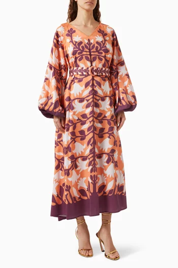 Moana Floral-print Midi Dress in Cotton