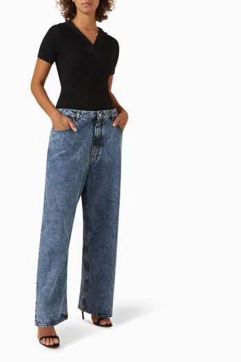 بنطال جينز بشريط على الخصر دينم