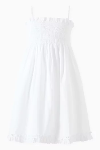 Smock Dress in Cotton Poplin & Lace