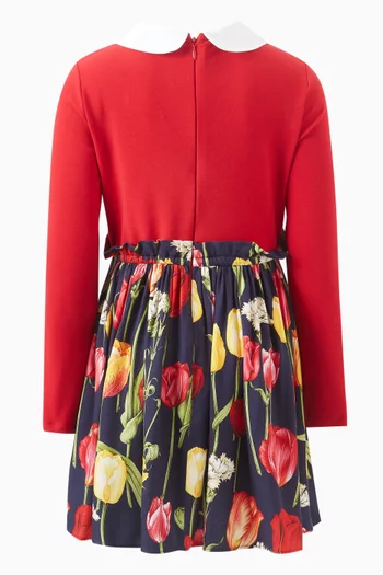 Tulip-print Dress in Viscose-blend