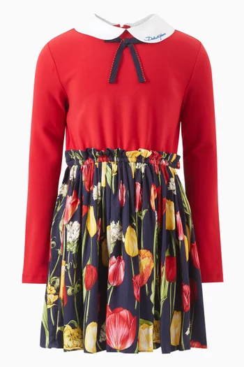 Tulip-print Dress in Viscose-blend