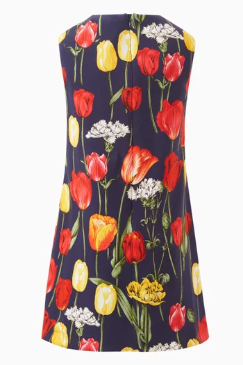Tulip-print Dress in Cotton