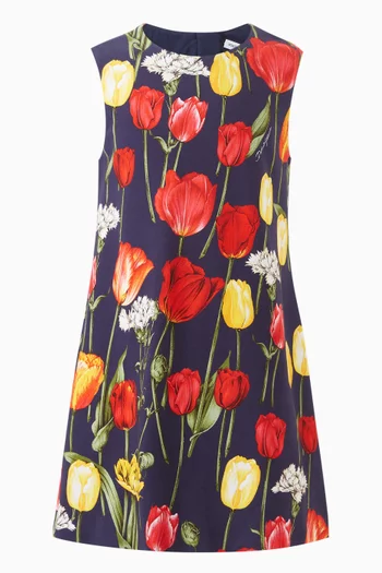 Tulip-print Dress in Cotton