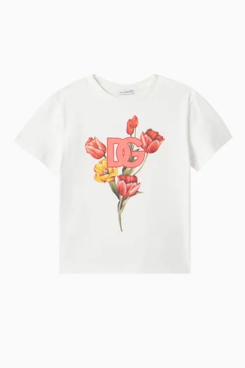 Floral-print T-shirt in Cotton