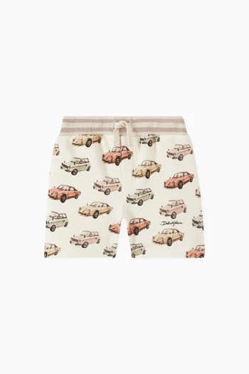 Car-print Shorts in Cotton Jersey