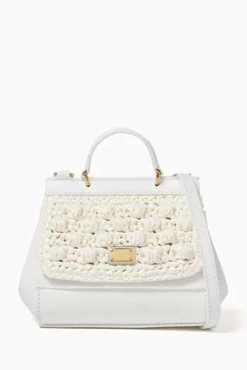 Knitted Top Handle Bag in Leather