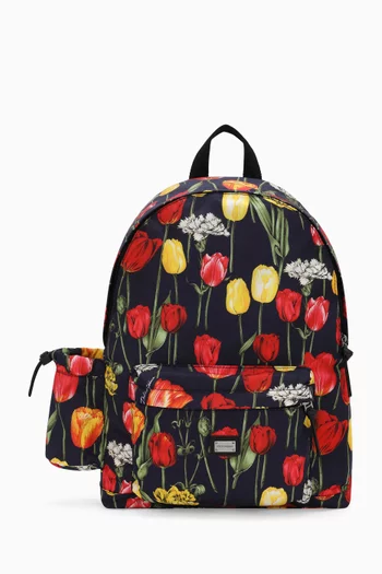 Floral-print Backpack in Nylon