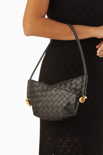 Mini Solstice Shoulder Bag in Intrecciato Leather