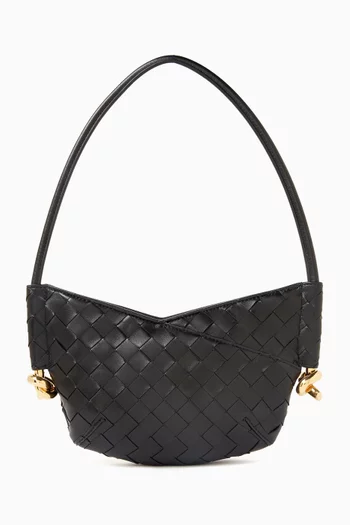 Mini Solstice Shoulder Bag in Intrecciato Leather