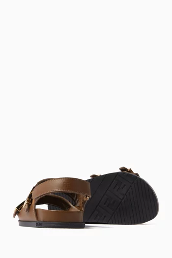 FF Logo Sandals in Leather