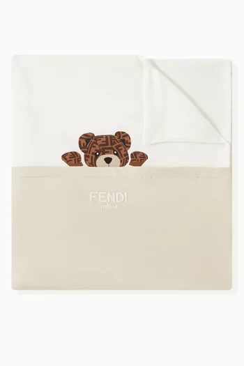 بطانية بطبعة دب وشعار الماركة قطن