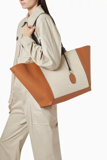 Large Double-up Shopper Bag in Leather & Canvas
